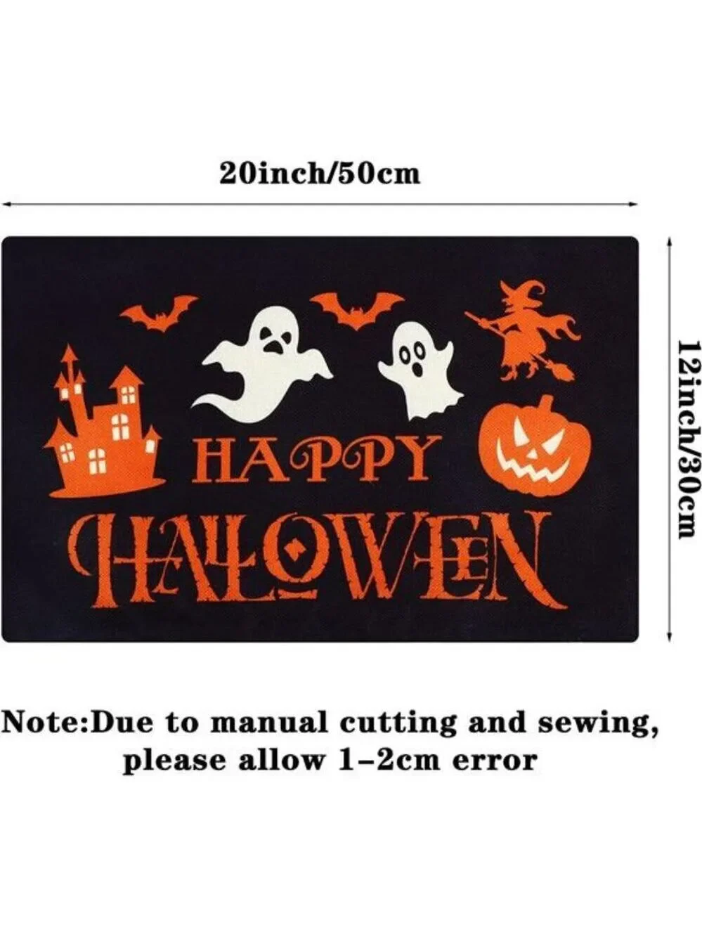 Happy Halloween Pillow Covers 12x20 Set of 2 Rectangular Ghost Pumpkin Bat Decor
